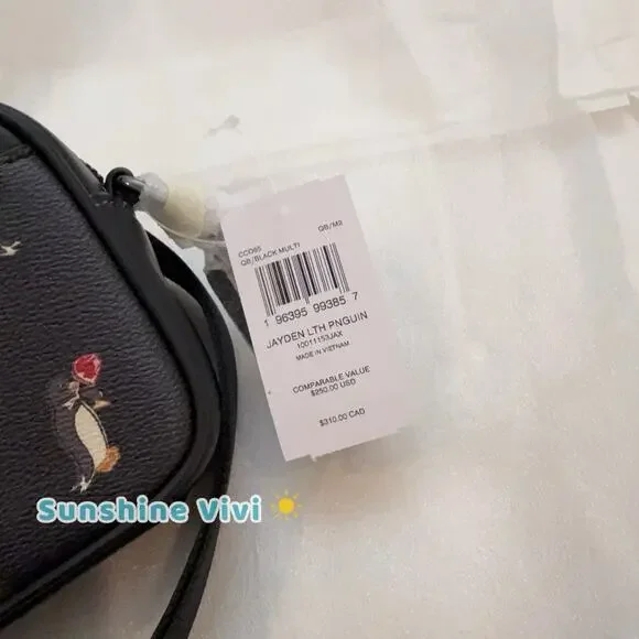 NWT Coach Jayden Crossbody BagWith Penguin Print CCO65 Black